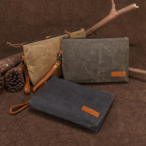 Borsetta impermeabile Vintage con cerniera in tela cerata, custodia, pochette <span class=keywords><strong>da</strong></span> viaggio personalizzata, con etichetta privata - Product Image 3