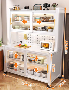 Kitchen 6-layer Adjustable Sideboard Cabinet Floor-to-floor Multifunctional Shelf <strong>Microwave</strong> Oven Steel <strong>Storage</strong> - Product Image 4