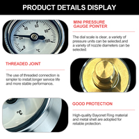 Mini Pressure Gauge Steel Joint 32mm Dial Back or Bottom Connection for Compact Equipment Panels