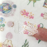 Feuilles d'autocollants personnalisés en papier washi mat, mignons, kawaii, de dessins animés, pour journal et agenda