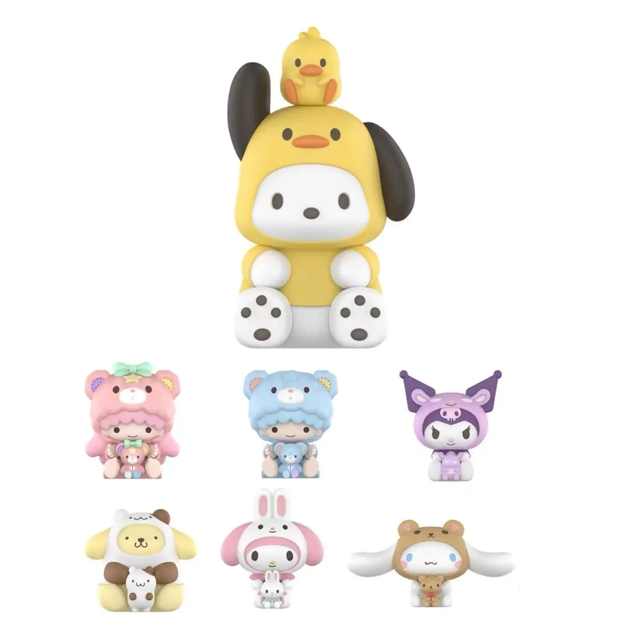 Sanrio Super Cute Culomi Yugui Dog Friends PVC Anime Figure Set Hug Melody Network Red Desktop Blind Box Gift