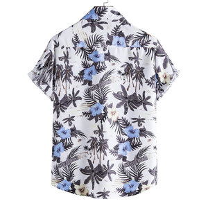Camicia a fiori hawaiani in tessuto di poliestere camicia da uomo a maniche corte ampia da spiaggia nuova all'ingrosso - Product Image 2