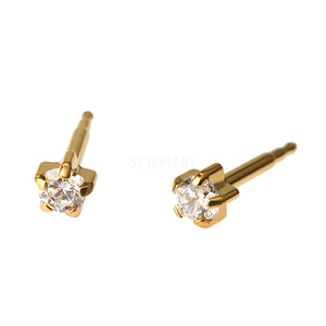Großhandel Sterile 316L Chirurgenstahl Ohrstecker mit Zirkonia, Krappenfassung, Hochzeitsgeschenk, Party, sichere Piercingpistole, medizinisch - Product Image 1