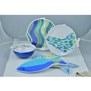 Unique design fish shape melamine dish dinnerware set dinner