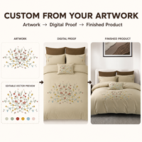 Ensemble de literie brodé sur mesure OEM ODM, housse de couette de luxe, drap, taie d'oreiller, design de logo personnalisé, ensemble de literie pour hôtel et maison