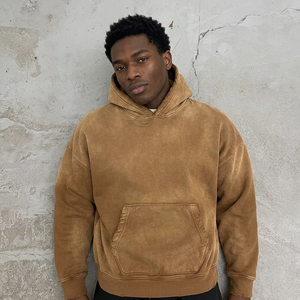 Sudadera con capucha personalizada al por mayor para hombre, 350 g/m², forro polar, estilo streetwear, teñida en prenda, para marcas de streetwear estadounidenses, proveedor mayorista. - Product Image 1