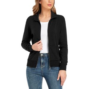 Veste à col montant zippée à manches longues pour femme avec poches, sweat-shirt de course personnalisé - Product Image 2