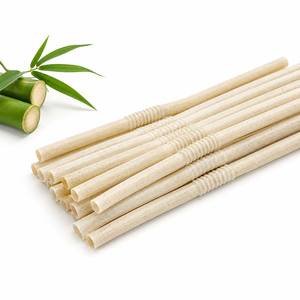 Pajitas de bambú biodegradables ecológicas, naturales, renovables, desechables, envasadas, rectas, con logotipo personalizado, para llevar en cafeterías. - Product Image 3