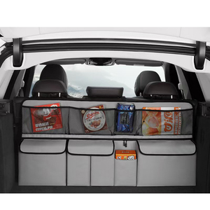 Organizador de almacenamiento para el respaldo del maletero del coche, bolsa de malla grande con múltiples bolsillos y cremallera para SUV, viajes en coche y artículos diarios - Product Image 4