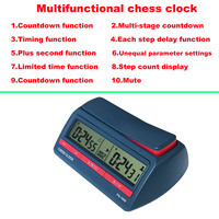 CHRT Horloge d'échecs numérique professionnelle de haute qualité en ABS avec affichage numérique, bleue, minuteur de jeu d'échecs numérique avancé