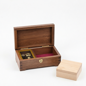 กล่องดนตรี Sinzyo Walnut Sankyo ระบบกลไกบรอนซ์ พร้อมหน้าต่างกระจก ฝาปิดทองเหลือง ลายไม้เมเปิล  แบบสั่งทำพิเศษ  OEM ขายส่ง 18s - Product Image 1
