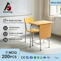 Meubles d'école secondaire sur mesure, bureau et chaise en bois pour élèves, une place, pour salle de classe primaire, pour l'étude