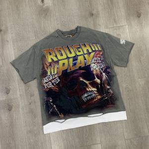 RoughPlay Back 2 The Future Splicing Street T-shirt à manches courtes de marque tendance - Product Image 1