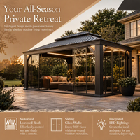 Pergola Bioclimatique Extérieure Imperméable 12x16 avec Toit Rigide en Aluminium pour Jardin
