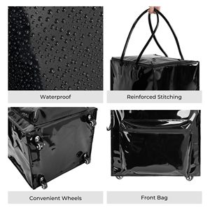 Carrito de Compras Plegable de Gran Capacidad con 4 Ruedas, Carrito de Compras de Plástico Plegable, Carritos de Mano Ajustables - Product Image 5