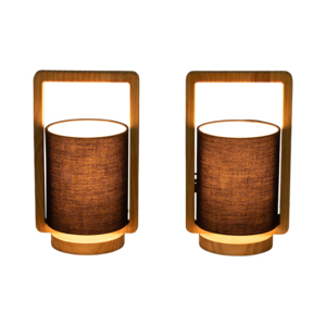 Wood Cylinder Table Lamps <b>Black</b> <b>Shade</b> Decorative <b>Lighting</b> for Bedroom Living Room Nightstand Home Decor - Product Image 2