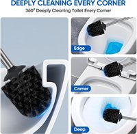 Support de brosse de toilette en acier inoxydable avec revêtement anti-graisse, design moderne, poils flexibles, anti-rouille, ensemble de brosses de salle de bain