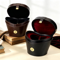 Boîte de rangement portable verrouillable pour chapeau Fedora de voyage, avec poignée en cuir, personnalisable, en velours, pour chapeau haut de forme ou bob