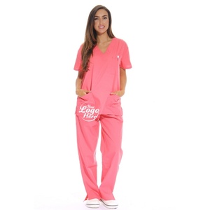 Ensembles de blouses médicales pour femmes, six poches, blouses médicales (col en V, pantalon cargo) coupe droite, 100% polyester - Product Image 5