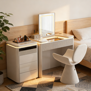 Table de toilette moderne, table de toilette minimaliste pour chambre à coucher, table de toilette de luxe légère, un ensemble de table de toilette - Product Image 2