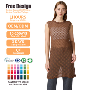 Custom Design OEM Tank <b>Top</b> Summer Fashion Crew Neck Knitwear Dresses Casual <b>Long</b> Knitted Sweater <b>Vest</b> for Women - Product Image 2
