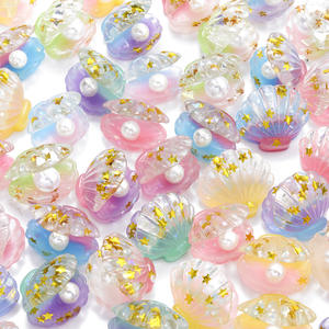 Luminoso colorido imitación perla Shell DIY resina joyería accesorios crema pegamento teléfono caso horquilla banda elástica colgante - Product Image 2