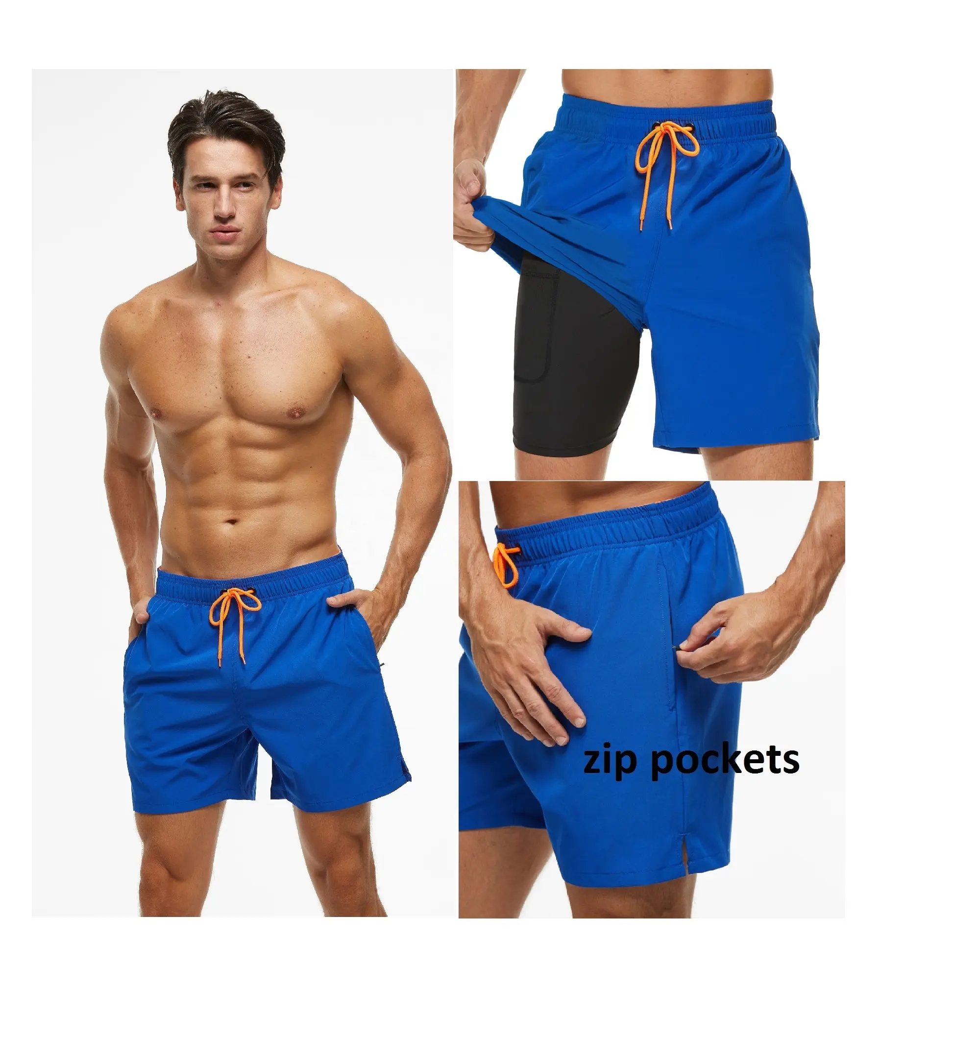 2 In 1 Popular Men Jogger Shorts Summer Beach Shorts Pant Men Custom Logo Men Swim Shorts