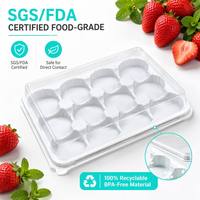 Boîte à gâteau carrée en plastique transparent à 12 compartiments avec couvercle, jetable, idéale pour macarons, tartes aux œufs, et autres friandises