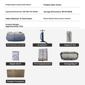 Lều cắm trại ngoài trời mengqi 9 3-4 hoàn toàn tự động bơm hơi một phòng ngủ bốn mùa lớn 3*3m >3000mm Lều bông không thấm nước - Product Image 2