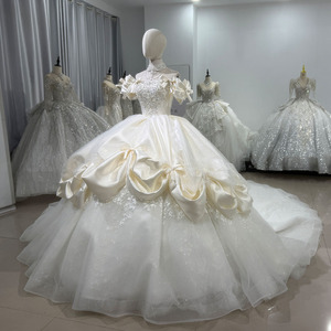 Robes de mariée pour femmes à paillettes brillantes, imprimées, longueur traînante, style princesse, pour fêtes, Vestidos De Novias Xs120 - Product Image 3