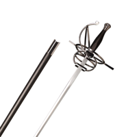 Épée de présentation populaire de type Rapier Renaissance, 116 cm, 2,1 kg, avec fourreau noir, pour collection et cosplay