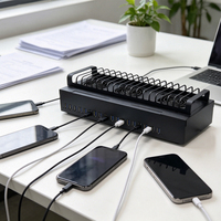 Châssis d'équipement USB OTG 20 ports avec support de ventilateur de refroidissement et station de charge pour ferme de téléphones, synchronisation multi-appareils, noir JYWD