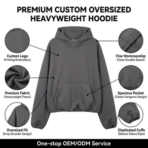 Hoodie d'hiver personnalisé gris anthracite épais, coupe oversize à épaules tombantes, <span class=keywords><strong>avec</strong></span> manches <span class=keywords><strong>ballon</strong></span> appliquées et ourlet froncé - Product Image 3