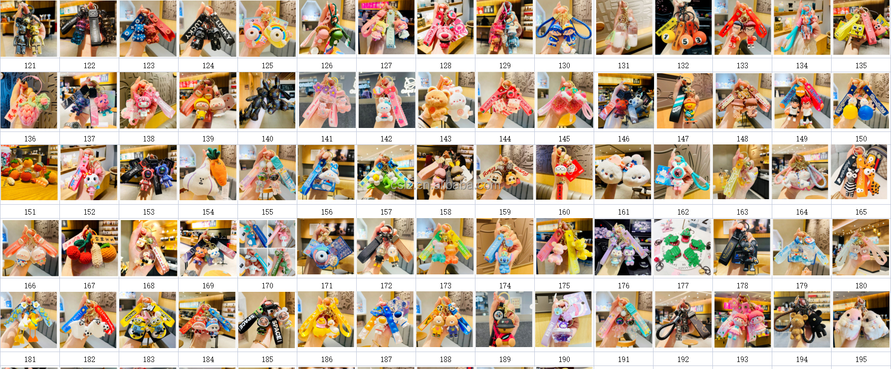 500+style Keychain Doll Car Key Bag Accessories Cute Cartoon 3D Keychains PVC Silicone Keyring with Wrist Strap Key Chain