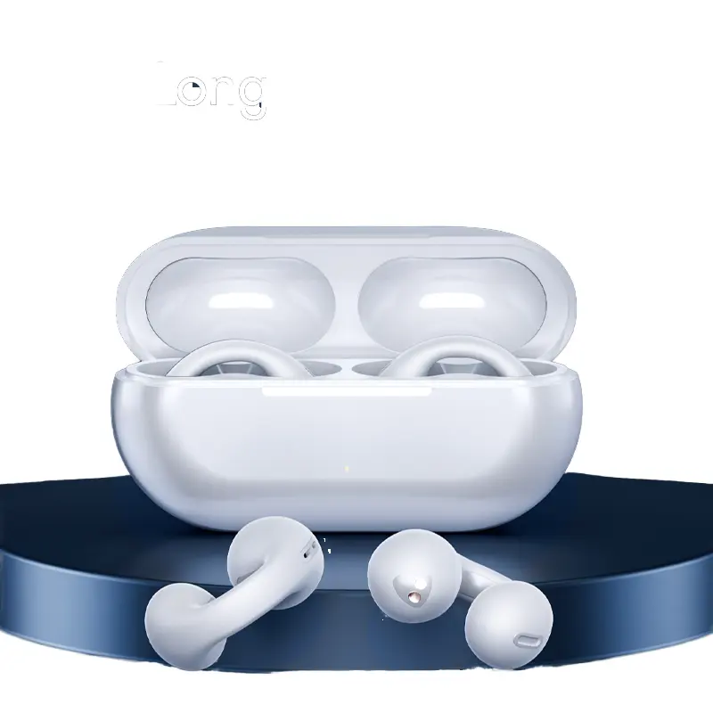 HEADPHONE headset TWS nirkabel dengan mikrofon, headphone headset earbud nirkabel mode pribadi TWS, konduksi tulang V5.3 HD panggilan bass