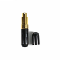 Flacon pulvérisateur de parfum portable en aluminium noir brillant à extrémités rondes de 10 ml, rechargeable