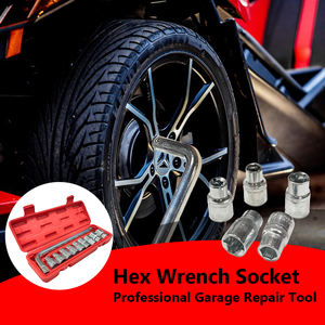 Juego de 10 Piezas de Llaves de Vaso Universales con Mango en L de 1/2 Estándar, Kit de Herramientas de Mano para Reparación de Autos y Equipos - Product Image 3