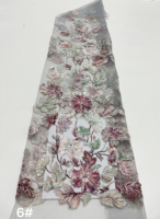 Tissu en dentelle polyester/métallique brodé de perles anti-bactériennes, tricoté, en stock, pour accessoires de mariage et de vêtements féminins