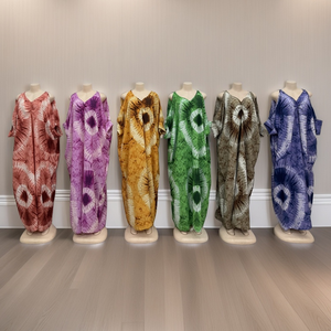 <span class=keywords><strong>Vestido</strong></span> holgado informal de verano con estampado transpirable, cuello en V, para mujeres musulmanas de Oriente Medio y África - Product Image 3