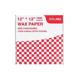 กระดาษห่อเบอร์เกอร์ลายสก็อตสีแดงขาว ขนาด 12x12 นิ้ว แบบกันไขมัน จำนวน 1000 แผ่น บรรจุในกล่องไปรษณีย์ รับผลิตตามสั่งขายส่ง - Product Image 1