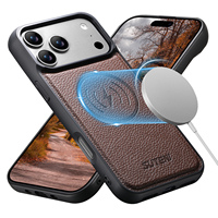 Coque de téléphone SUTENI pour iPhone 18 Pro Max, chargement magnétique sans fil, texture litchi, effet givré, simili cuir, compatible 17 16 Plus 15 14 13