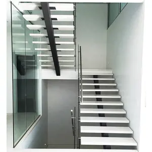 2024最新设计服务升级室内高端玻璃楼梯扶手阳台围栏单纵梁楼梯