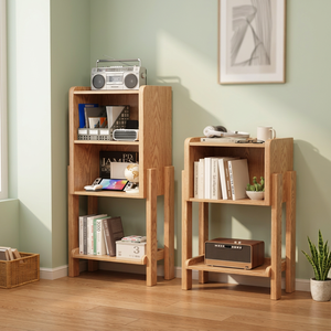 Mueble de Salón Moderno de Madera Maciza, Mueble de Almacenamiento de 3 Estantes, Decoración del Hogar de Estilo Escandinavo, Estantería con Plantas - Product Image 4