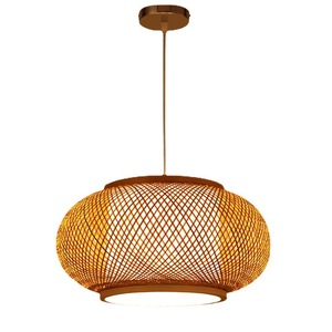 Lámpara colgante tejida de bambú de estilo japonés, bombilla Led E27 redonda para decoración de sala de té, restaurante, casa de huéspedes - Product Image 4