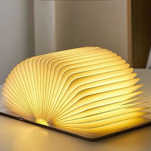 Lampe pliable magnétique en bois, trois couleurs, créative, ambiance chambre à coucher, anniversaire, lampe de chevet sans fil, USB - Product Image 3