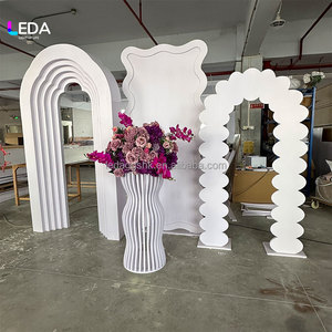 LEDA Event Decoration Supplies White Arch <b>Backdrop</b> Panel Round Arch <b>Backdrop</b> <b>Stand</b> for Wedding - Product Image 1