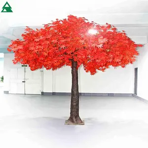 Árbol de arce japonés artificial con hojas rojas, decoración de parque temática