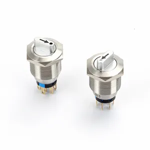 19mm paslanmaz çelik 3 pozisyon 8 Pins metal döner kontrol metal buton anahtarı 220V su geçirmez metal anahtarı