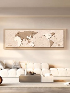 Mappa del Mondo Dipinta su Arenaria, Arte Murale 3D in Legno Fatta a Mano, Dipinto in Rilievo MDF per Soggiorno e Arredamento Casa - Product Image 6
