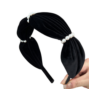 اكسسوارات تصفيف الشعر خمر اللؤلؤ مطرز النبيذ الأحمر تصميم جديد المخملية عقال طوق الشعر طوق الرأس - Product Image 5